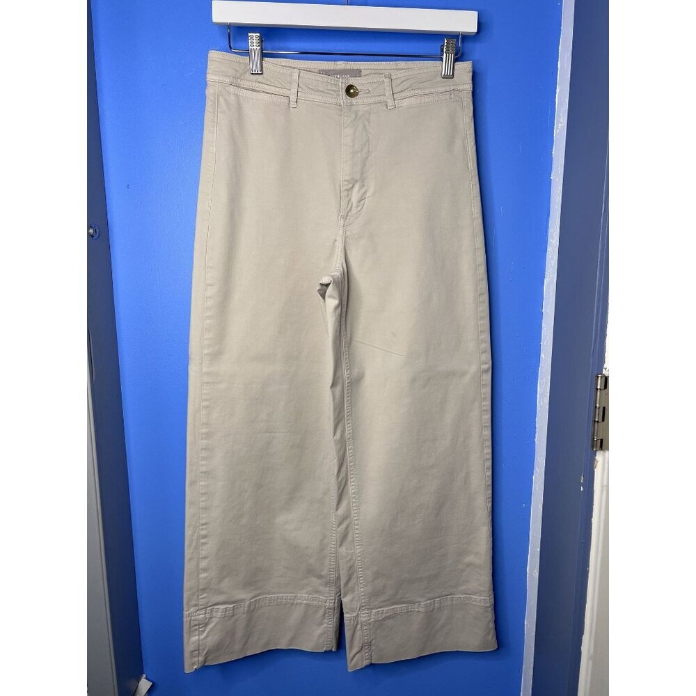 Everlane Wide-Leg Chino Pants Women 4 Beige stretch coin pockets lightweight